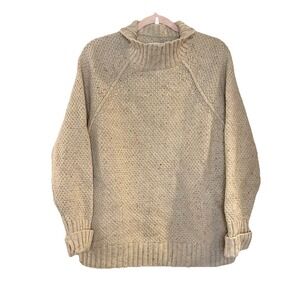 REI Co-op XL Wool Blend Wallace Lake Mock Neck Sweater Beige Chunky Knit